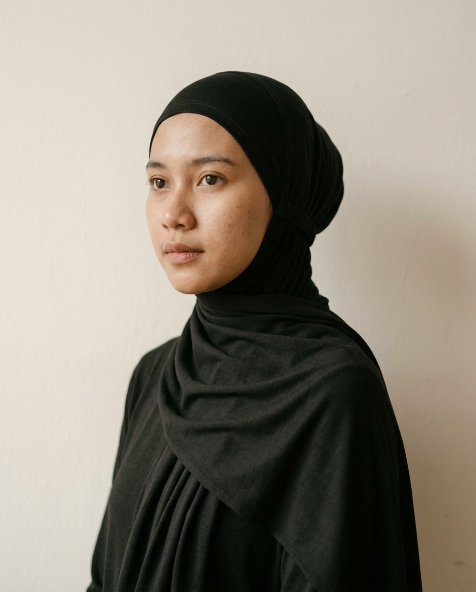 Inner Ninja Antem warna Hitam Pekat dipakai model.