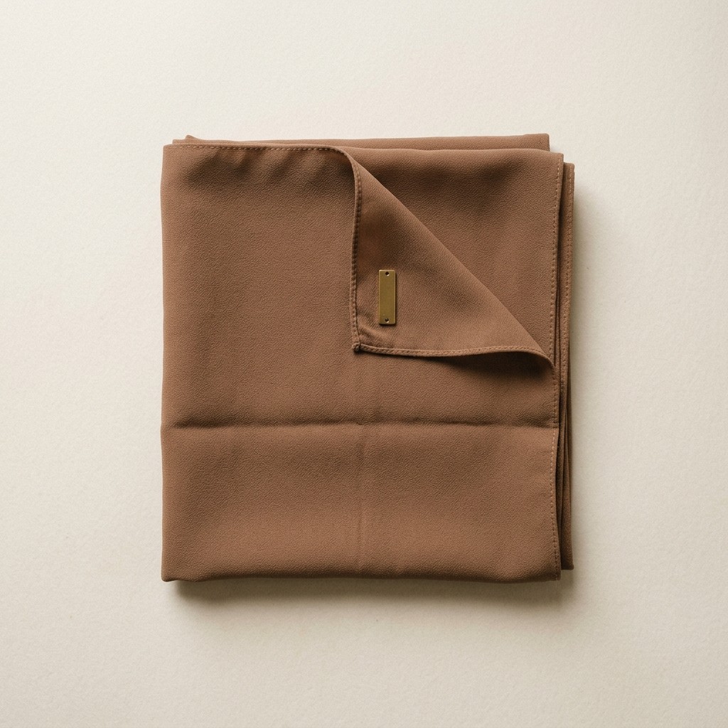Pashmina Alun Ceruty warna Mocha dilipat rapi.