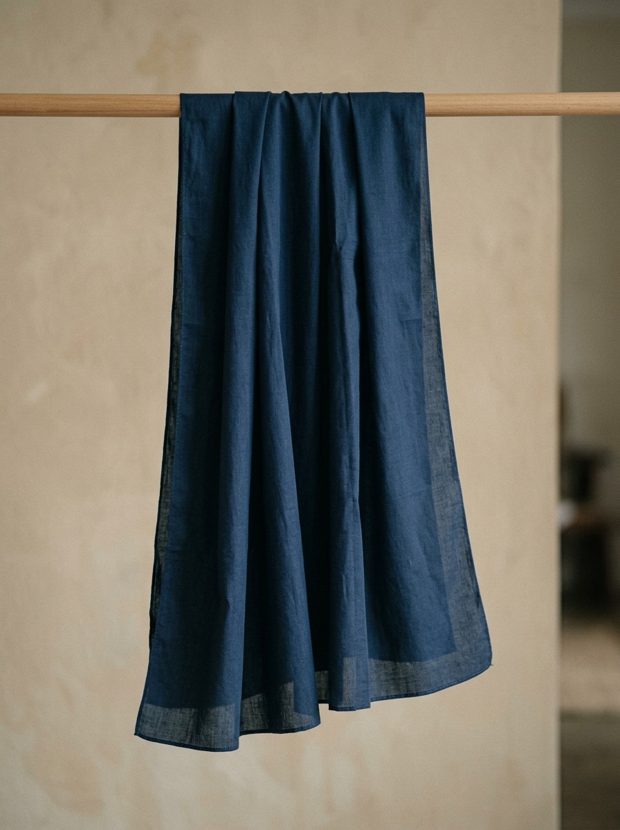 Segi Empat Kanvas Polycotton warna Biru Tinta tergantung.