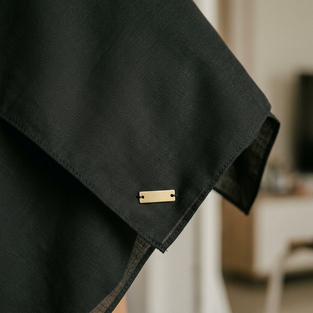 Detail anyaman polycotton dan jahit tepi.