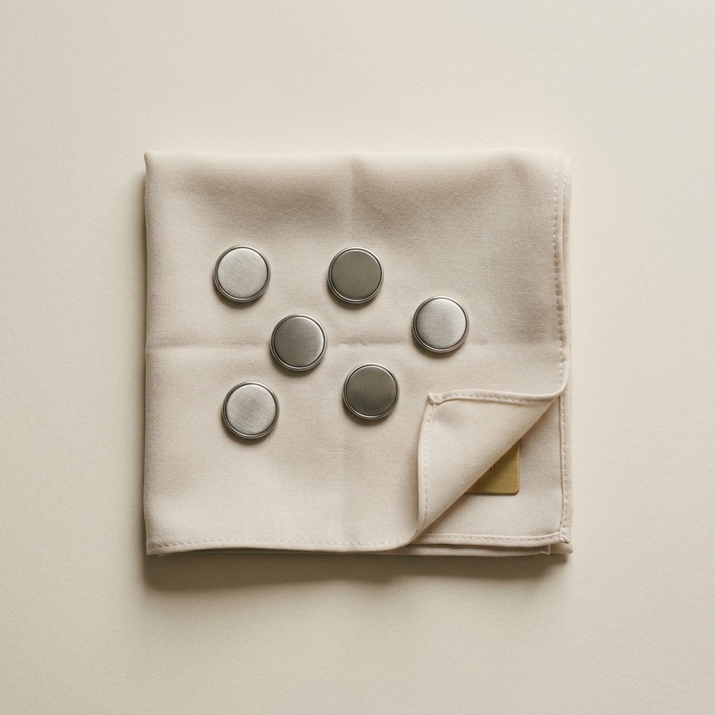 Set Jarum Magnet Simpul finish Perak dalam kotak.
